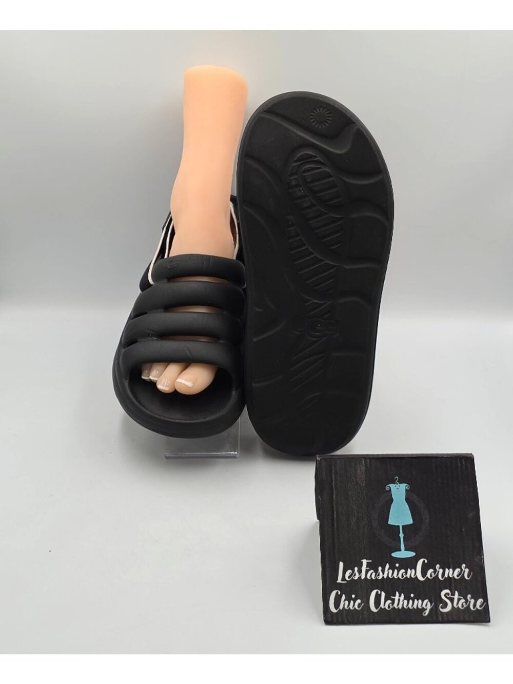 UGG Women's Black Sport Yeah Slide Logo Slingback Strap Sandals Size 10 3829 - Picture 3 of 16
